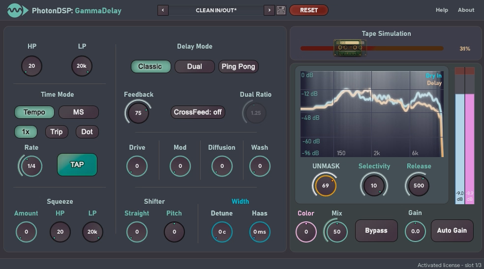 GammaDelay plugin interface